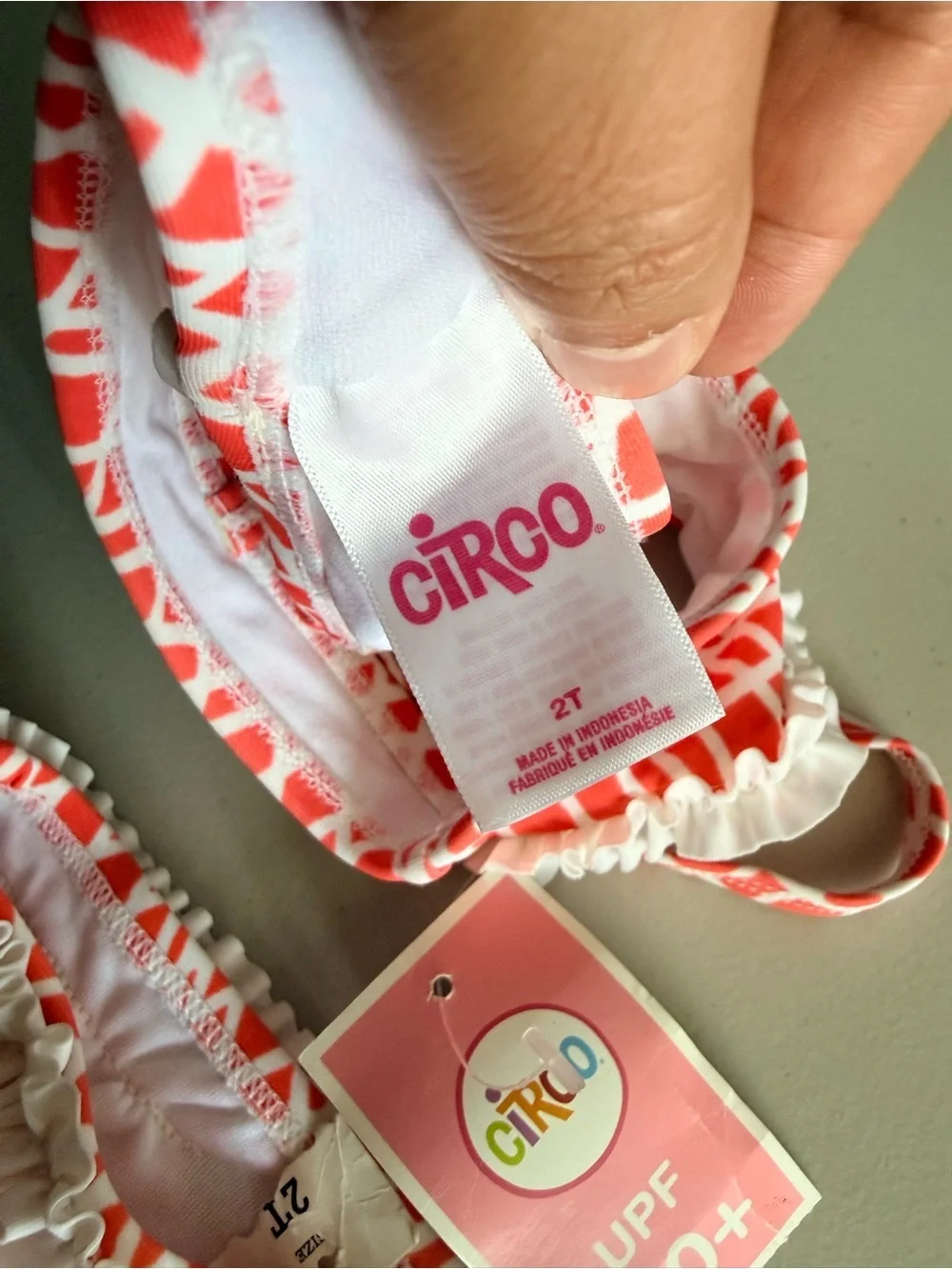 Circo Girls Two-Piece Ruffle Bikini Set - Coral/White.   Size 2 T